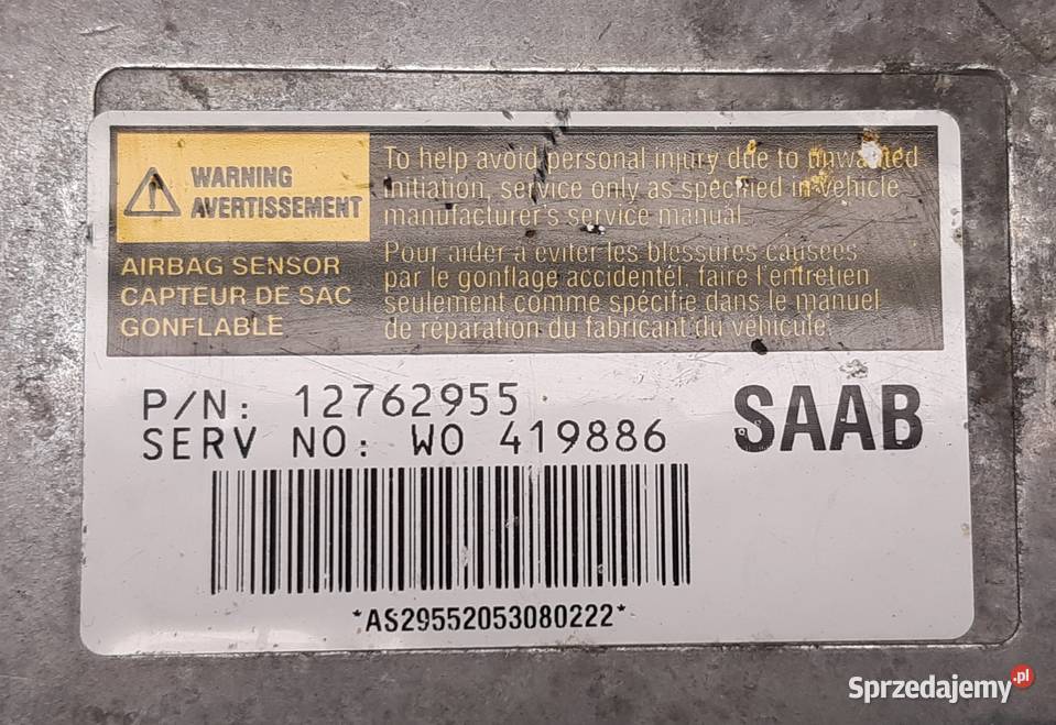 Moduł Sensor AIRBAG SAAB 93 93 II 12762955 dolnośląskie Mielęcin