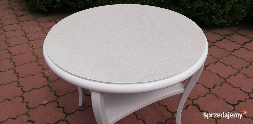 Stolik kawowy biały okrągły okolicznościowy Sulbiny