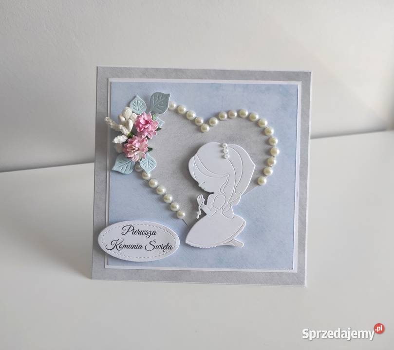 Kartka ręcznie robiona Komunia Święta handmade Rękodzieło Łódź