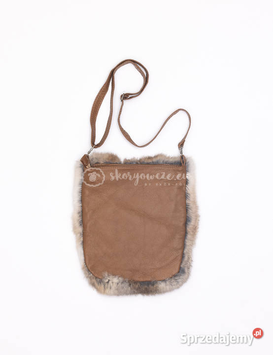 Skórzana torebka listonoszka naturalne futro z Szaflary