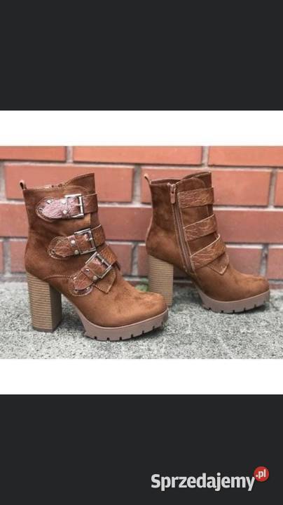 Buty lekko ocieplane obcas 10 śląskie Kłobuck