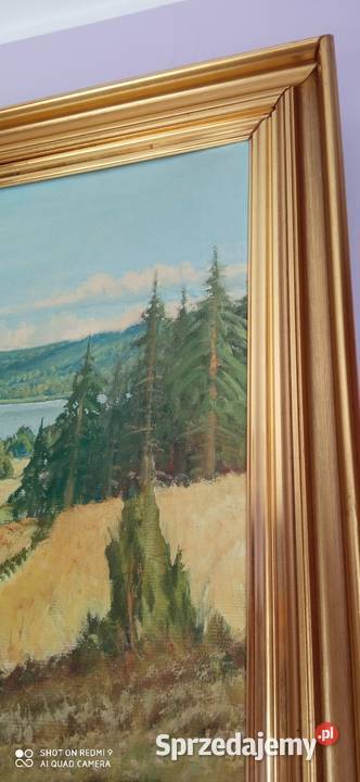 Duży olej na płótnie Wiejski pejzarz ŻNIWA w Warszawa sprzedam