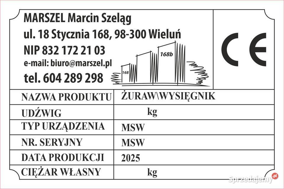 Żuraw z obrotnicą manitou bobcat jcb obrotnica Rok produkcji 2025 łódzkie Wieluń