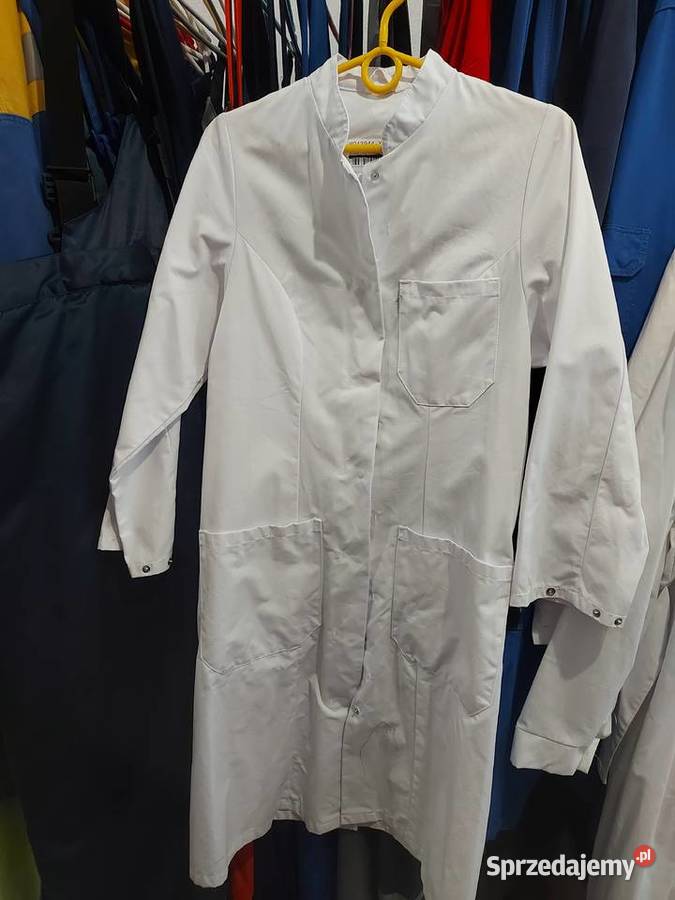 Fartuch biały z długim rękawem biały Moda i Styl
