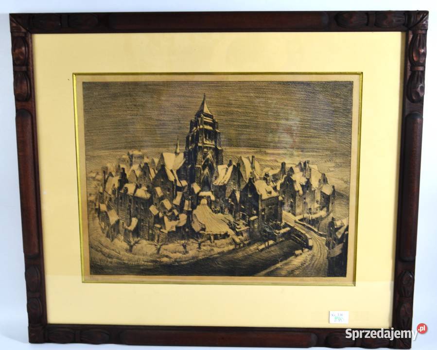 Rycina Sneeuw Edmond van Dooren Belgia lata 20te Bronisze