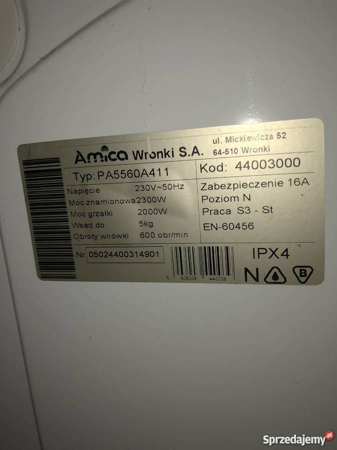 Pralka amica wolnostojące