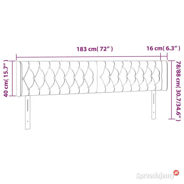 Zagłówek do łóżka z LED jasnoszary 183x16x7888 mazowieckie Warszawa