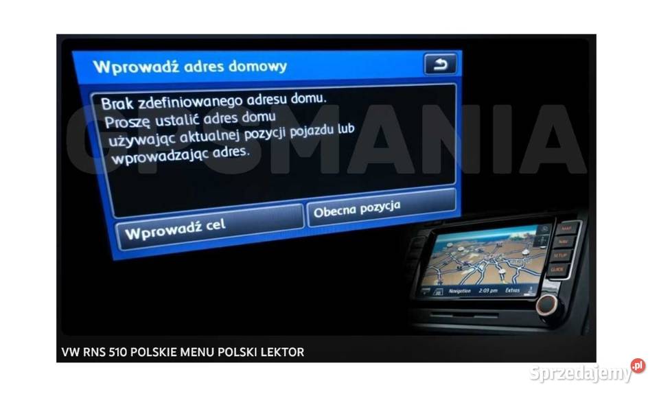 Polskie menu polski lektor Mapa VW RNS 510 810 Aleksandrów Łódzki