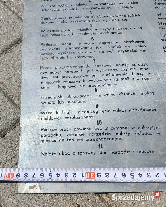 Tablice stanowiskowe BHP PRL Tokarka Frezarka pomorskie sprzedam