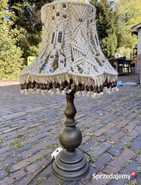 Lampka lampa z brązu z abażurem z makramy Bystrzyca Kłodzka sprzedam