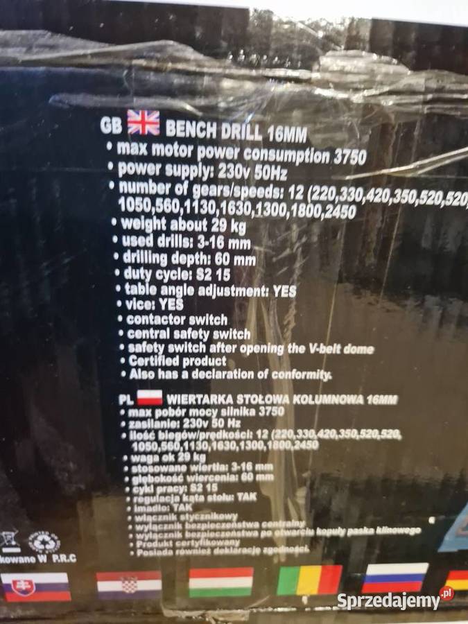 WIERTARKA stołowa słupowa KOLUMNOWA 3750W IMADŁO wielkopolskie