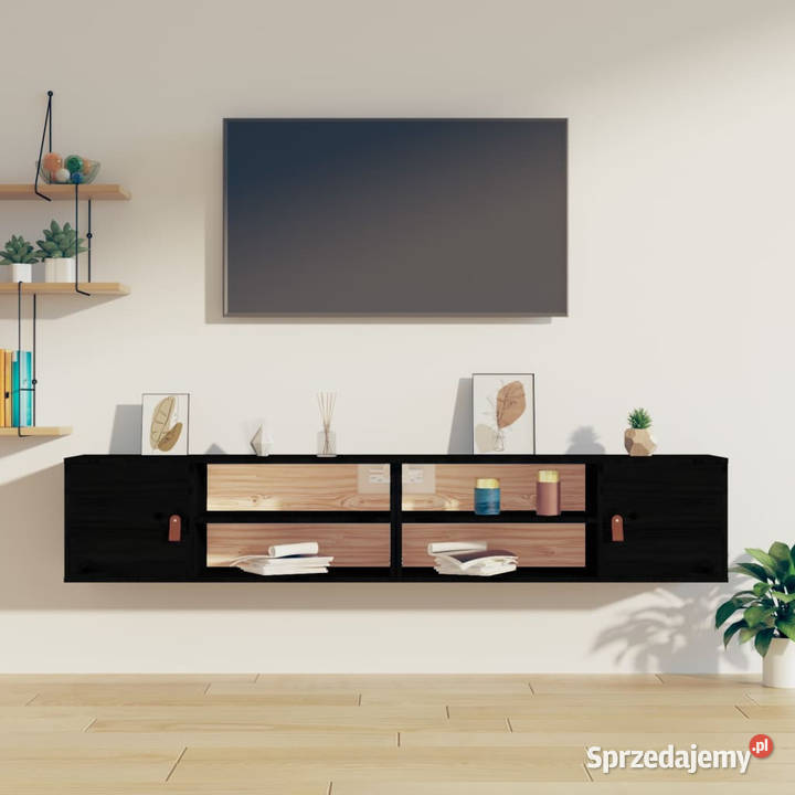 Szafki ścienne 2 czarne 80x30x30 lite drewno mazowieckie Warszawa