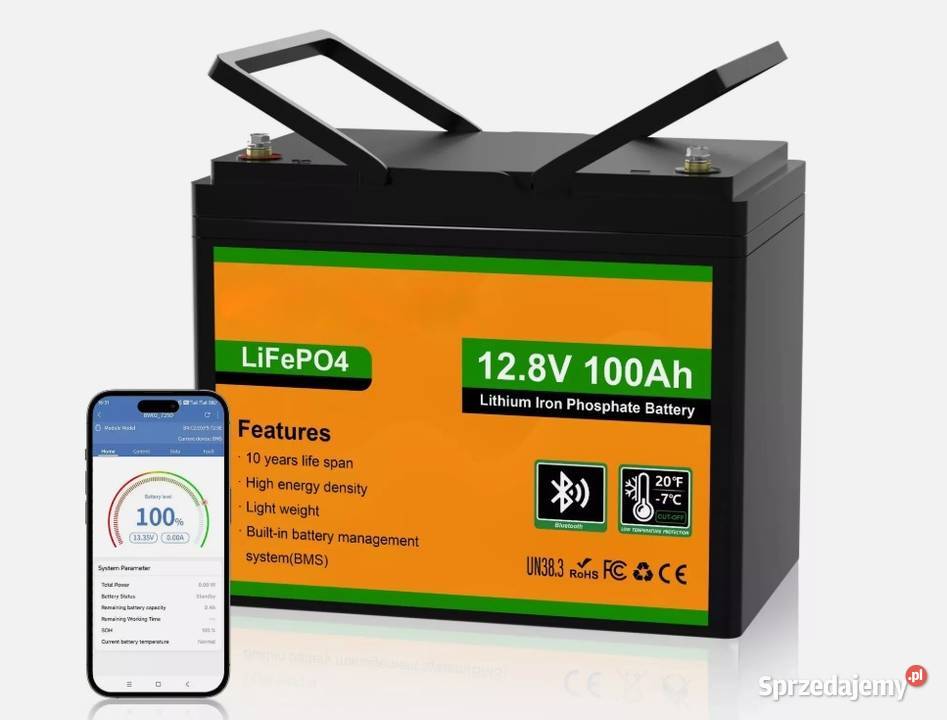 12V 100Ah LiFePO4 Lithium akumulator z funkcją Magazyny energii Bytom