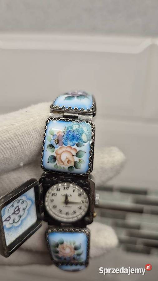 Zegarek CHAIKA z kwiatową emaliowaną śląskie Chorzów