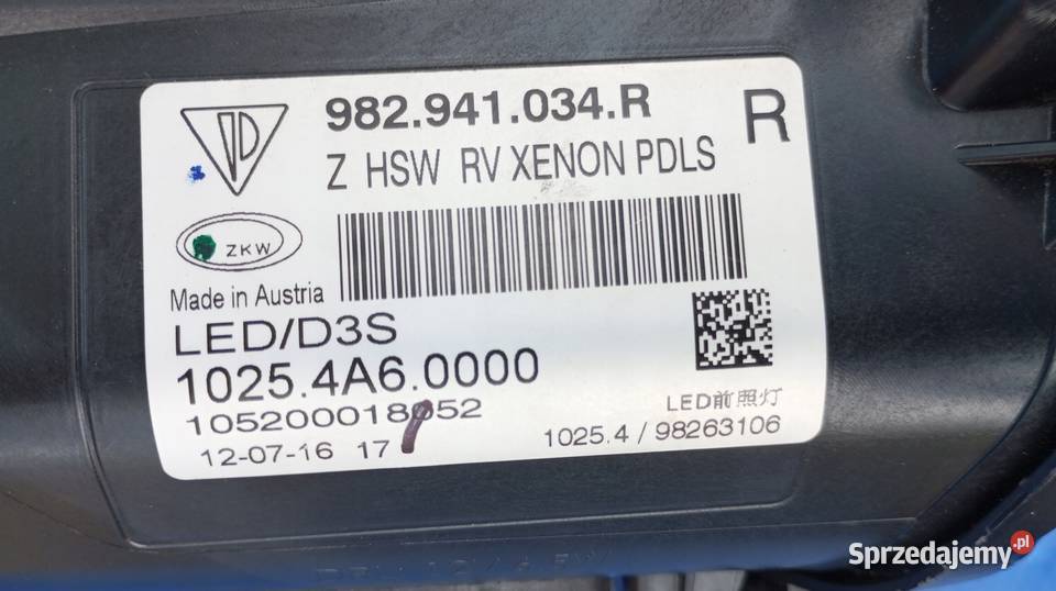 LAMPA PRAWY PRZÓD XENON LED PORSCHE CAYMAN Oświetlenie Nowy Tomyśl