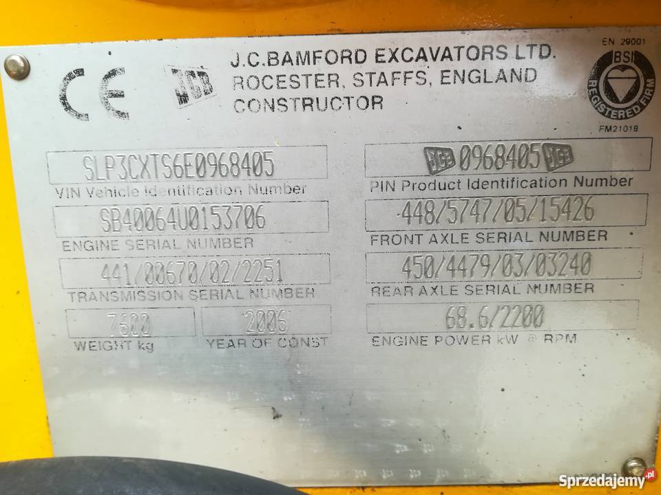 JCB 3CX KoparkoŁadowarka 4x4 Manual 2006 STAN Kabina Chełmiec sprzedam