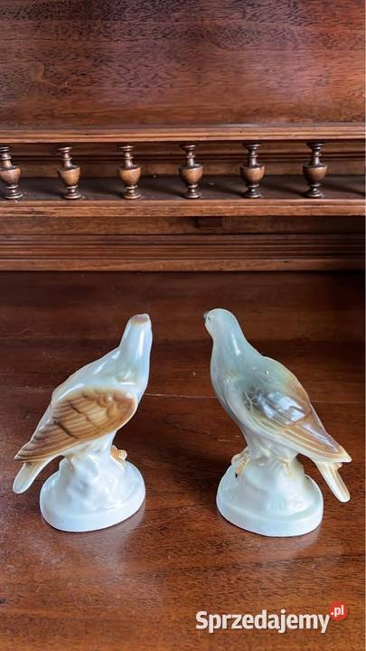 Para Figurka porcelanowa Ptaszki Sokół Porcelana i szkło pomorskie