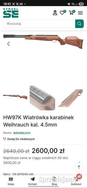 Wiatrówka HW97K Weihrauch 45 i luneta Themys II Legnica