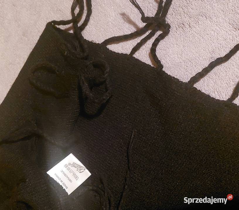 Sweter czarny z troczkami Józefów Roztoczański