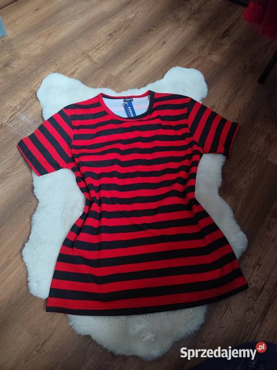 Tshirt czerwono czarne pasy unisex 100 bawełna Białystok