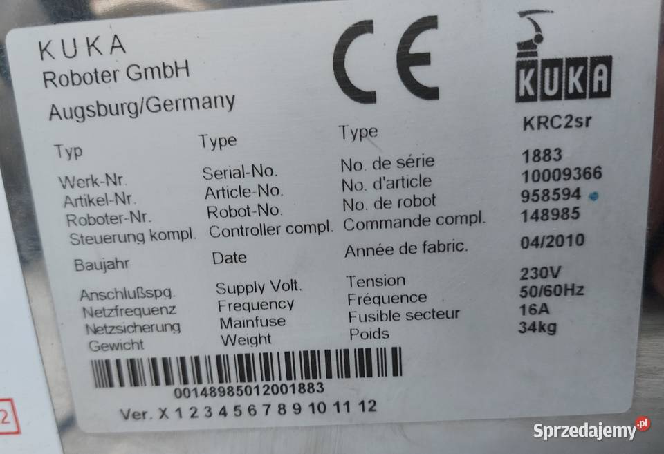 KUKA SCARA KR10 R850Z400 Sterowanie KR C2 ABB Gorzów Wielkopolski sprzedam