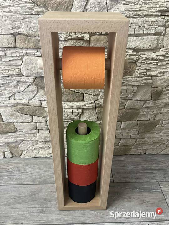 Stojak na papier toaletowy uchwyt drewniany