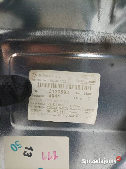 MECHANIZM SZYBY PRAWY PRZÓD 6Y2959801 VW osobowe