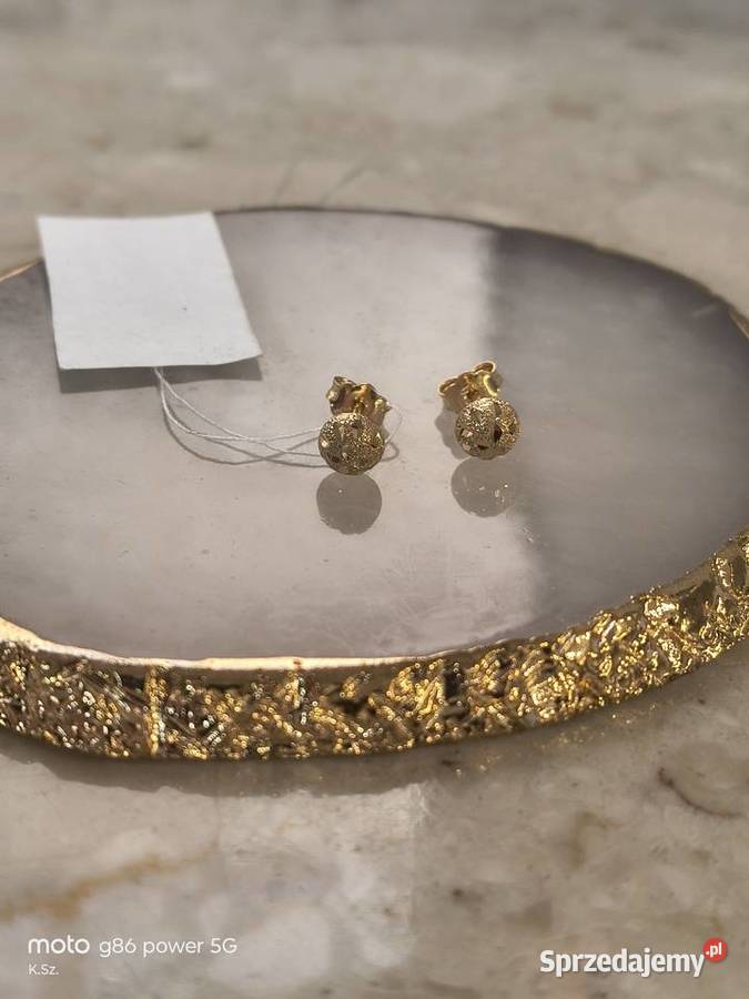 Złote Nowe kolczyki na sztyfcie pr333 Wałcz