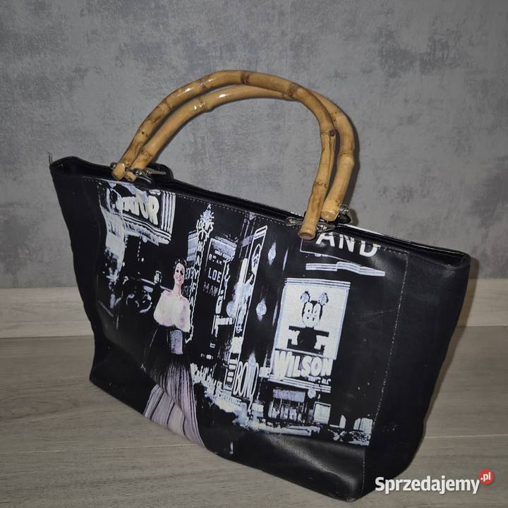 Torebka damska print bambusowe rączki łódzkie Łódź