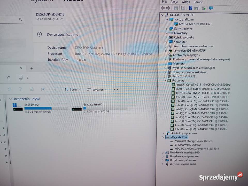 Komputer gamingowy i5 10400f rtx 3060 12 gb Kalisz