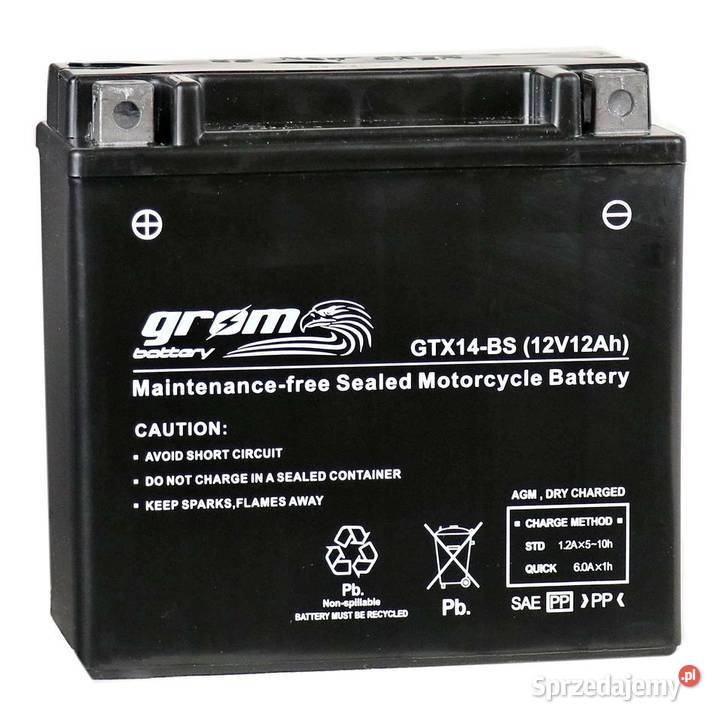 Akumulator motocyklowy GROM GTX14BS YTX14BS 12V Kalisz