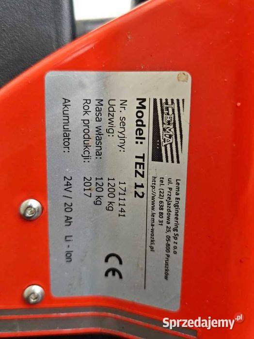 Wózek paletowy elektryczny LEMA TEZ 12 1200 Gastronomia Góra
