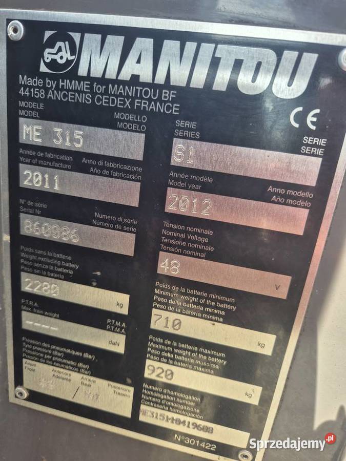 Wózek widłowy manitou nieuszkodzony Kępa Chotecka sprzedam