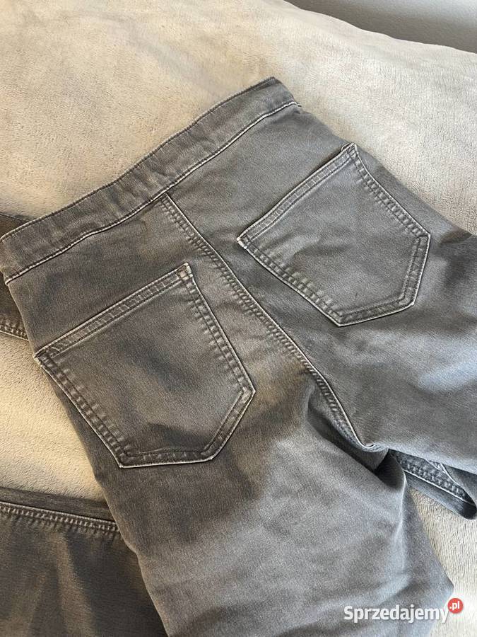 Skinny jeansy dżinsy z rozdarciami rurki szare Długie Jasło