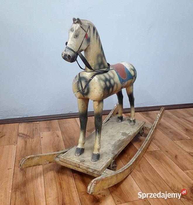 Stary Drewniany Koń na Biegunach AntykiMarki