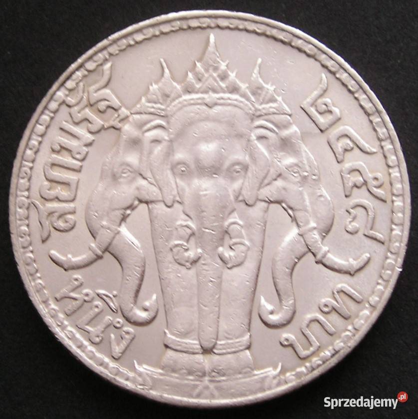 Tajlandia 1 baht 1917 SREBRO król Rama VI Łódź