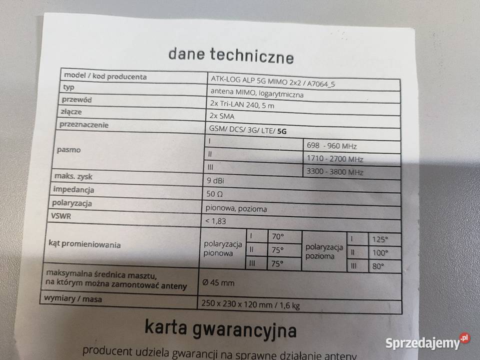 Antena Mimo logarytmiczna Legionowo