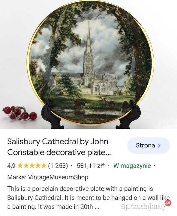 Piękna zabytkowa kolekcjonerska patera Katedra w łódzkie Pabianice