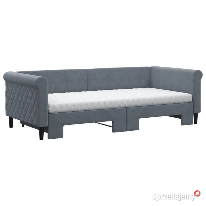 Sofa rozsuwana z materacami ciemnoszara aksamit Warszawa sprzedam