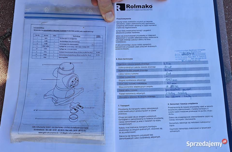 Stół do rzepaku Rolmako do hedera John Deere 316 Opatów