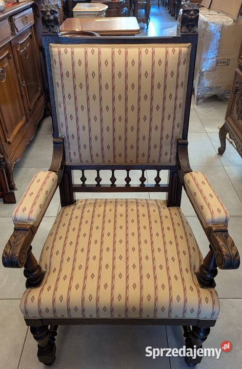 Piękny dębowy fotel neorenesansowysklep Dąbrowa Meble Dąbrowa Górnicza sprzedam