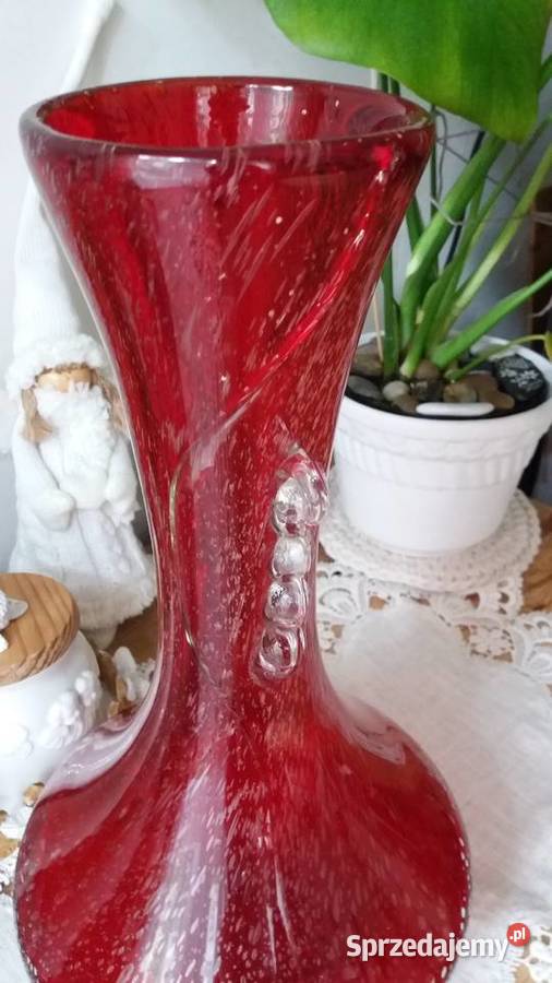 Wazon kanna Kaczmarek Górska PRL szkło Krosno