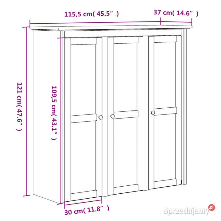 Kredens BODO biały 1155x43x2005 lite drewno sprzedam