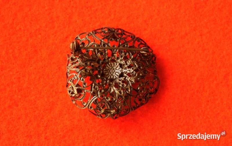 Stara angielska broszka ażurowa z oczkiem Ochojno