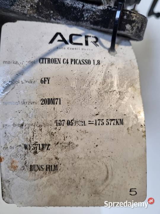 SKRZYNIA BIEGÓW Citroen C4 Picasso 18 16V 6FY Chełm