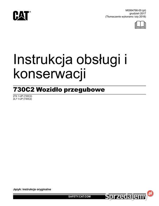 Instrukcja obsługi DTR wozidło Caterpillar 730C2 Kraków