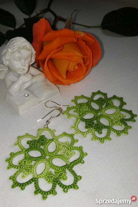 Kolczyki Frywolitkowe Wiśniowa sprzedam