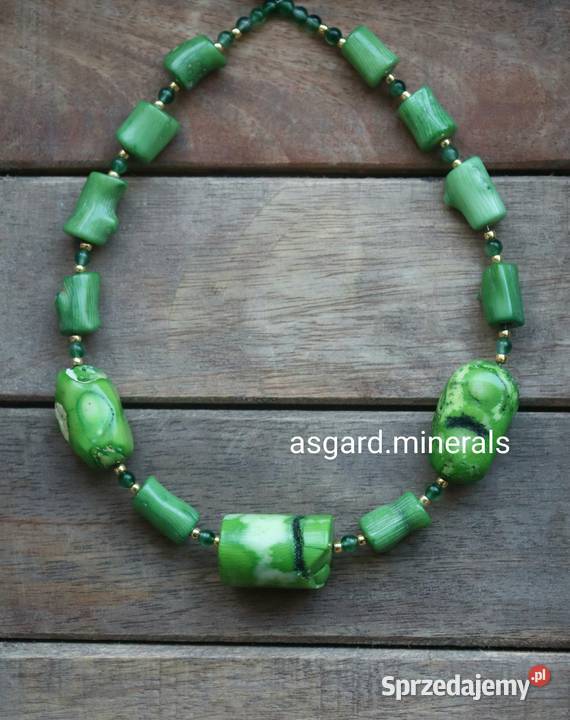 Naszyjnik ochrony naturalny koral zielony jadeit Poznań