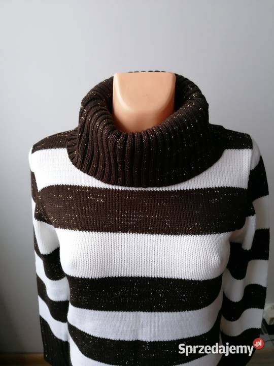 NOWY SWETER GOLF W PASY ZE ZŁOTĄ NITKĄ Rozmiar uniwersalny Łódź
