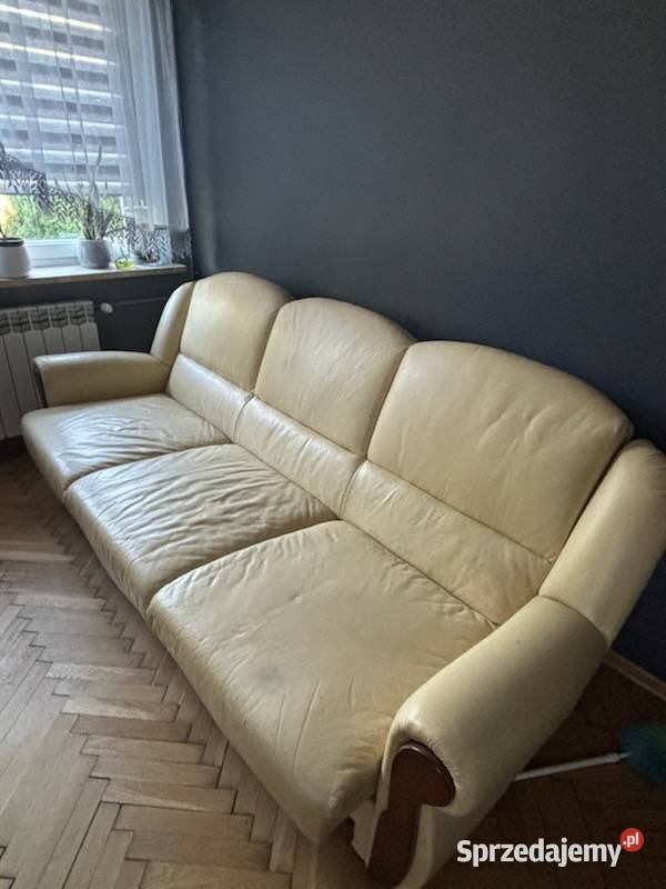 Kanapa z funkcją spania skóra 220cm Łowicz